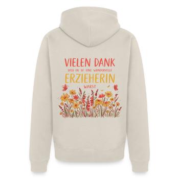 Beste Erzieherin Danke Abschied Kindergarten - Unisex Premium Bio Zip Hoodie - Beige - Hinten - Thijin (182cm)