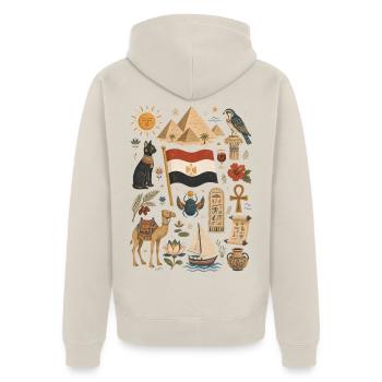 Ägypten | Pyramiden, Nil & Antike - Unisex Premium Organic Zip Hoodie - beige - Back - Thijin (182cm)