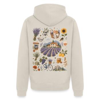 Provence | Lavender, indulgence & the South of France - Unisex Premium Organic Zip Hoodie - beige - Back - Thijin (182cm)