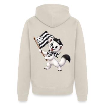 Hermine als Kind - Unisex Premium Bio Zip Hoodie - Beige - Hinten - Thijin (182cm)