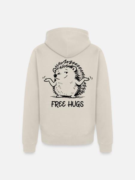 Igel - Free Hugs - Unisex Premium Bio Zip Hoodie - Beige