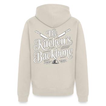 Sous Chef The Kitchen's Backbone Kitchen Staff - Unisex Premium Bio Zip Hoodie - Beige - Hinten - Thijin (182cm)