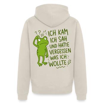 Ich kam ich sah und hatte vergessen was ich wollte - Unisex Premium Bio Zip Hoodie - Beige - Hinten - Thijin (182cm)