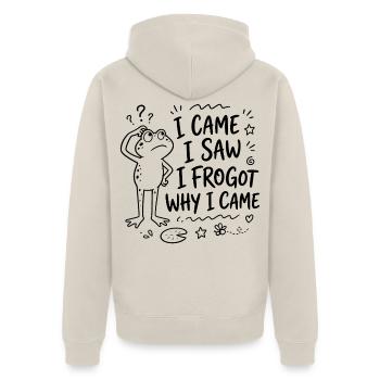 Frosch - I came I saw I frogot why I came - Unisex Premium Bio Zip Hoodie - Beige - Hinten - Thijin (182cm)