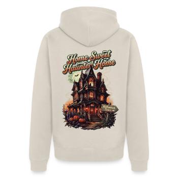 Home sweet haunted home - Unisex Premium Bio Zip Hoodie - Beige - Hinten - Thijin (182cm)