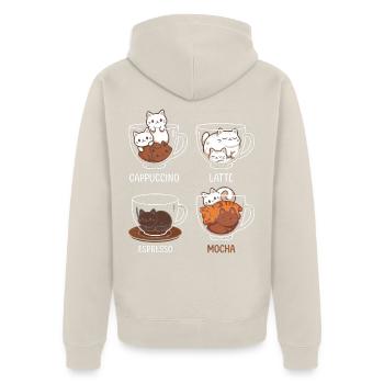 Cattuccino – Kaffeesorten - Unisex Premium Bio Zip Hoodie - Beige - Hinten - Thijin (182cm)