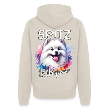 Spitz Flüsterer - Unisex Premium Bio Zip Hoodie - Beige - Hinten - Thijin (182cm)