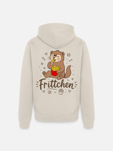 Frettchen mit Fritten - Frittchen - Pommes Frites - Unisex Premium Bio Zip Hoodie - Beige