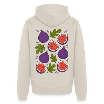 Feigen | Frucht Botanik & Mediterran - Unisex Premium Bio Zip Hoodie - Beige - Hinten - Thijin (182cm)