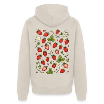 Erdbeeren | Beeren Garten & Sommer - Unisex Premium Bio Zip Hoodie - Beige - Hinten - Thijin (182cm)