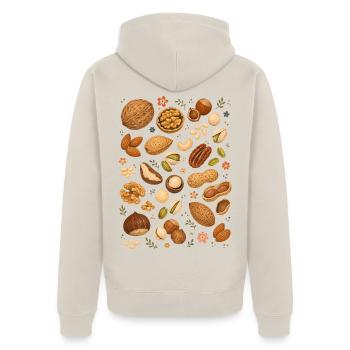 Nüsse & Kerne - Unisex Premium Bio Zip Hoodie - Beige - Hinten - Thijin (182cm)
