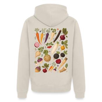Wurzelgemüse | Garten & Ernte - Unisex Premium Bio Zip Hoodie - Beige - Hinten - Thijin (182cm)