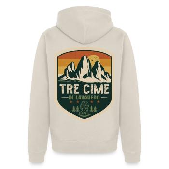 Drei Zinnen Dolomiten – Wandern in Südtirol - Unisex Premium Bio Zip Hoodie - Beige - Hinten - Thijin (182cm)
