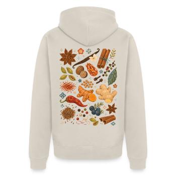 Gewürze | Kräuter & Gewürzmischungen - Unisex Premium Bio Zip Hoodie - Beige - Hinten - Thijin (182cm)