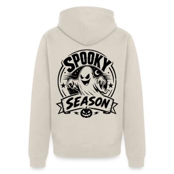 Spooky Season Geist - Unisex Premium Bio Zip Hoodie - Beige - Hinten - Thijin (182cm)