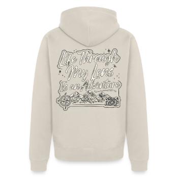 Travel Photographer Life Through My Lens Cameraman - Unisex Premium Bio Zip Hoodie - Beige - Hinten - Thijin (182cm)