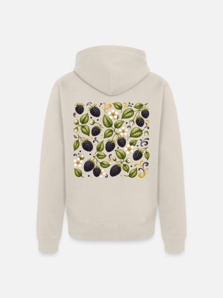 Brombeeren Muster Beeren Wald Botanisch Früchte - Unisex Premium Bio Zip Hoodie - Beige