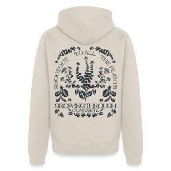 EIN GRÜSSEN AN ALLE PFLANZEN - Unisex Premium Bio Zip Hoodie - Beige - Hinten - Thijin (182cm)