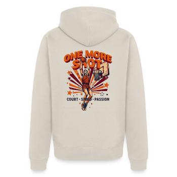 One More Shot – Vintage-Basketball - Unisex Premium Bio Zip Hoodie - Beige - Hinten - Thijin (182cm)