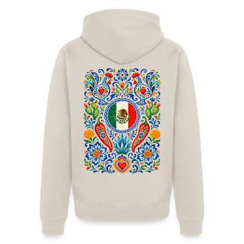 Mexiko | Nopal, Agave & Volkskunst - Unisex Premium Bio Zip Hoodie - Beige - Hinten - Thijin (182cm)