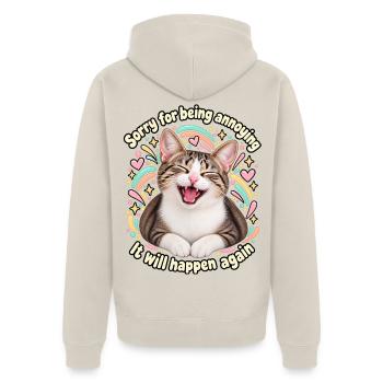 Entschuldigung, dass ich nervig bin. - Unisex Premium Bio Zip Hoodie - Beige - Hinten - Thijin (182cm)