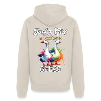 Gans Mädchen Goose - Unisex Premium Bio Zip Hoodie - Beige - Hinten - Thijin (182cm)