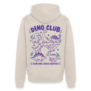 Dino Club – Kleine Dinos, große Abenteuer - Unisex Premium Bio Zip Hoodie - Beige - Hinten - Thijin (182cm)