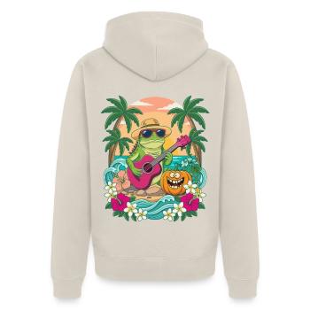 Pumpkin Lizard Rock Halloween Tropical - Unisex Premium Bio Zip Hoodie - Beige - Hinten - Thijin (182cm)