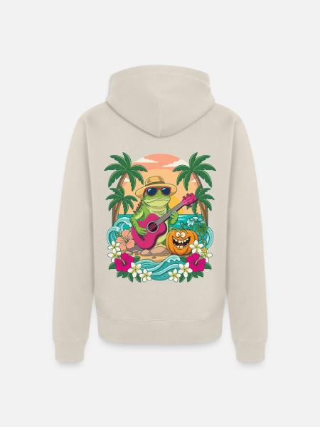 Pumpkin Lizard Rock Halloween Tropical - Unisex Premium Bio Zip Hoodie - Beige