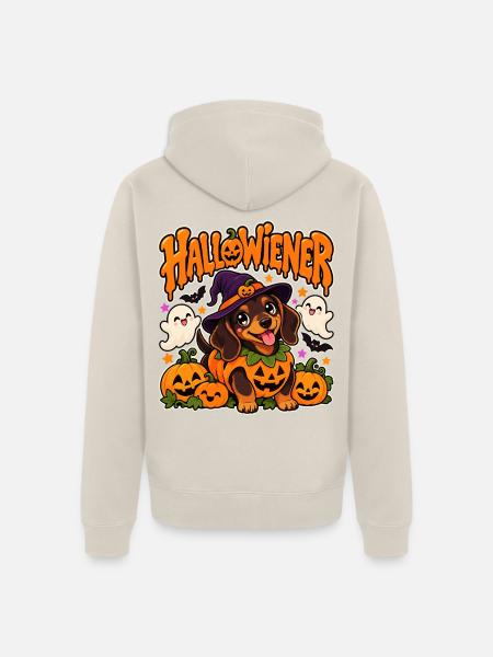 Hallowiener Dackel Halloween - Unisex Premium Bio Zip Hoodie - Beige