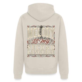 Vocalist Melody Is My Second Language Musician - Unisex Premium Bio Zip Hoodie - Beige - Hinten - Thijin (182cm)