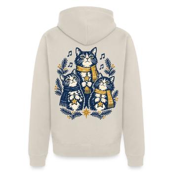 Weihnachtskatzen Singen Chor Katzenliebhaber Stern - Unisex Premium Bio Zip Hoodie - Beige - Hinten - Thijin (182cm)