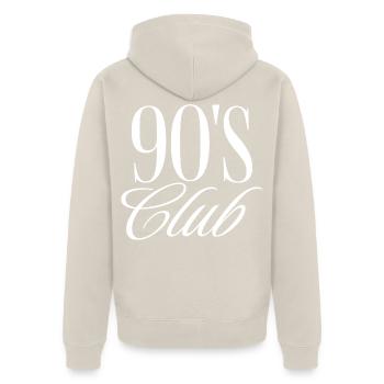 90s Club - Unisex Premium Bio Zip Hoodie - Beige - Hinten - Thijin (182cm)