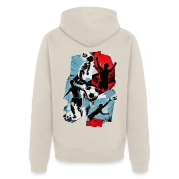Fußball - Unisex Premium Bio Zip Hoodie - Beige - Hinten - Thijin (182cm)