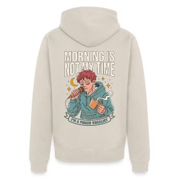 Vocalist Morning Is Not My Time I'm A Vocal Coach - Unisex Premium Bio Zip Hoodie - Beige - Hinten - Thijin (182cm)