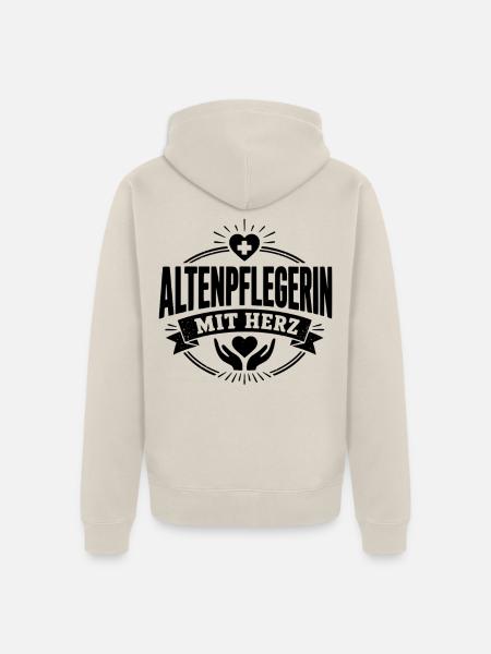 Altenpflegerin mit Herz - Unisex Premium Bio Zip Hoodie - Beige