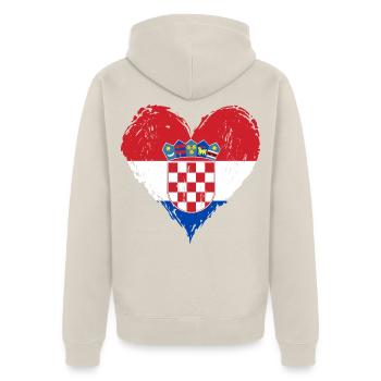 Kroatien Flagge Grunge used - Unisex Premium Bio Zip Hoodie - Beige - Hinten - Thijin (182cm)