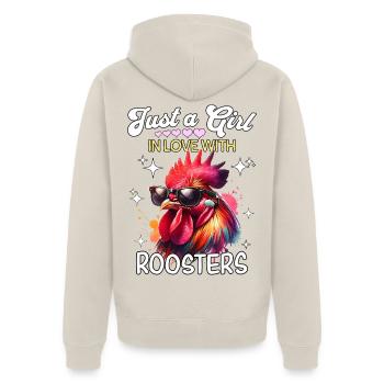 Hahn Mädchen Rooster - Unisex Premium Bio Zip Hoodie - Beige - Hinten - Thijin (182cm)