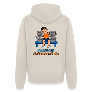 Hanteln verstehen mich - Unisex Premium Bio Zip Hoodie - Beige - Hinten - Thijin (182cm)