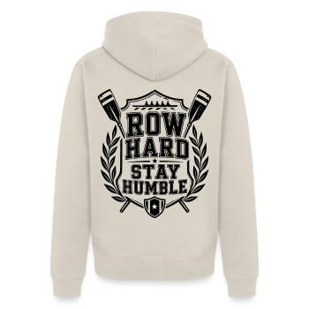 Rudern - Unisex Premium Bio Zip Hoodie - Beige - Hinten - Thijin (182cm)