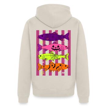 Spooky Halloween Fish Pattern Design - Unisex Premium Bio Zip Hoodie - Beige - Hinten - Thijin (182cm)