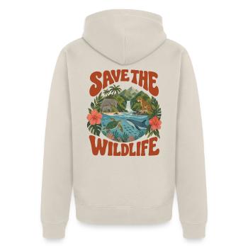 Save The Wildlife - Unisex Premium Bio Zip Hoodie - Beige - Hinten - Thijin (182cm)