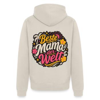 Beste Mama der Welt - Unisex Premium Bio Zip Hoodie - Beige - Hinten - Thijin (182cm)