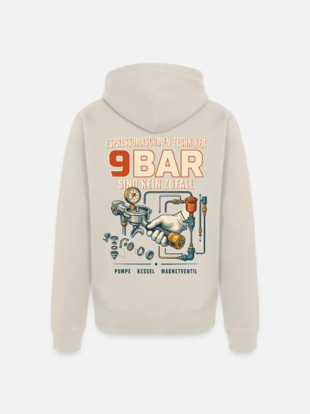 9BAR Espresso Technik Motiv - Unisex Premium Bio Zip Hoodie - Beige