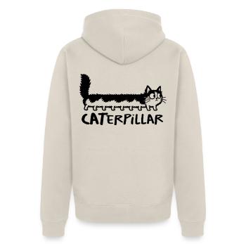 Chat chenille CATerpillar - Unisex Premium Bio Zip Hoodie - Beige - Hinten - Thijin (182cm)