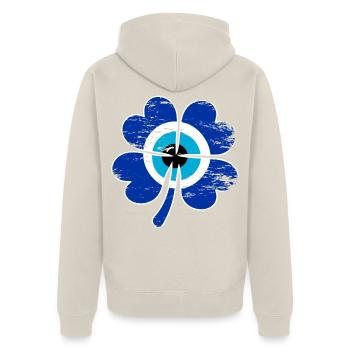 Nazar Vierblättriges Kleeblatt - Unisex Premium Bio Zip Hoodie - Beige - Hinten - Thijin (182cm)