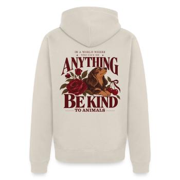 Be Kind To Animals Dachshund - Unisex Premium Bio Zip Hoodie - Beige - Hinten - Thijin (182cm)