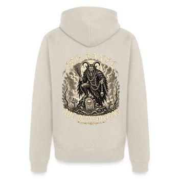Teufelsbock mit Sense - Unisex Premium Bio Zip Hoodie - Beige - Hinten - Thijin (182cm)