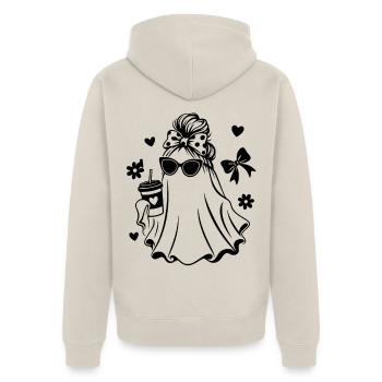 Mama Geist - Unisex Premium Bio Zip Hoodie - Beige - Hinten - Thijin (182cm)