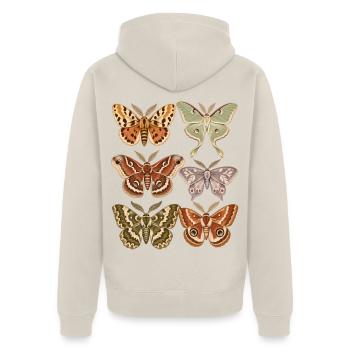 Bunte Nachtfalter Sammlung - Unisex Premium Bio Zip Hoodie - Beige - Hinten - Thijin (182cm)